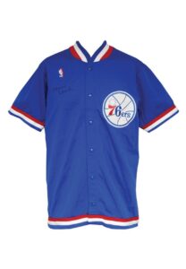 1989 Philadelphia 76ers Road Warm-Up Suit Attributed To & Autographed by Maurice Cheeks