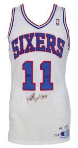 1990-1991 Manute Bol Philadelphia 76ers Game-Used & Autographed Home Uniform