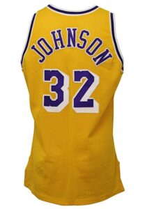 1990-91 Magic Johnson Los Angeles Lakers Game-Used & Autographed Home Jersey