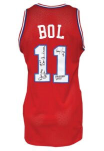 1990-91 Manute Bol Philadelphia 76ers Game-Used & Team Signed Road Jersey (JSA)