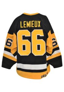 1990-91 Mario Lemieux Pittsburgh Penguins Game-Used & Autographed Road Captain’s Jersey