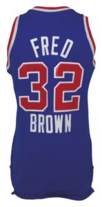 1990 “Downtown” Fred Brown NBA Schick Legends Worn & Autographed Jersey & Warm-Up Jacket