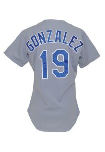 1990 Juan Gonzalez Rookie Texas Rangers Game-Used Road Jersey