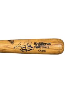 1990 Mark Grace Chicago Cubs Game-Used Signed & Inscribed Bat