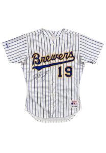 1990 Robin Yount Milwaukee Brewers Game-Used & Signed Home Jersey