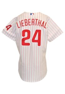 1990s Mike Lieberthal Philadelphia Phillies Game-Used Items — Player-Worn & Autographed Batting Practice Jersey, Home Pinstripe Jersey & Bat