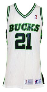 1991-1992 Alvin Robertson Milwaukee Bucks Game-Used Home Jersey