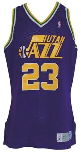 1991-1992 Tyrone Corbin and 1993-1994 Luther Wright Utah Jazz Game-Used Road Jerseys