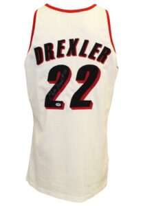 1991-92 Clyde Drexler Portland Trail Blazers Game-Used & Autographed Home Alternate Jersey