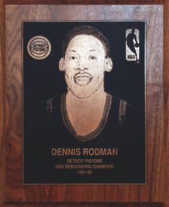 1991-92 Dennis Rodman Detroit Pistons NBA Rebounding Champion Award