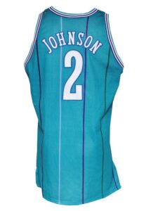 1991-92 Larry Johnson Charlotte Hornets Game-Used Rookie Road Jersey