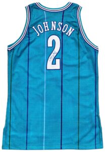 1991-92 Larry Johnson Charlotte Hornets Rookie Game-Used Jersey