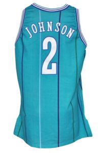 1991-92 Larry Johnson Rookie Charlotte Hornets Game-Used Road Jersey & Shorts