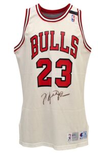 1991-92 Michael Jordan Chicago Bulls Game-Used & Autographed Home Jersey (Full JSA • Berto Armband)