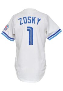 1991 Eddie Zosky Rookie Toronto Blue Jays Game-Used Home Jersey