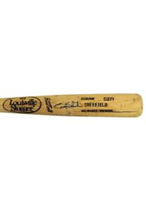 1991 Gary Sheffield Milwaukee Brewers Game-Used & Autographed Bat