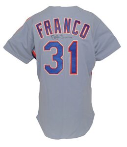 1991 John Franco New York Mets Game-Used & Dual Autographed Road Jersey