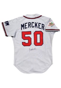 1991 Kent Mercker Atlanta Braves World Series Game-Used & Signed Road Jersey