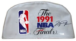 1991 NBA Finals Seatback Cover Autographed by Michael Jordan