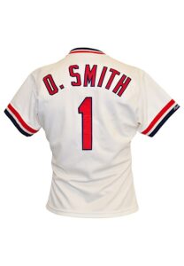 1991 Ozzie Smith St. Louis Cardinals Game-Used & Autographed Home Jersey