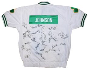 1992-1993 Dennis Johnson Boston Celtics Retirement Multi-Autographed Home Warm-up Jacket