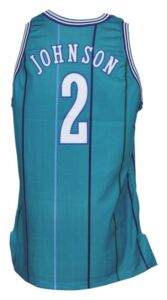 1992-1993 Larry Johnson Charlotte Hornets Game-Used & Autographed Road Jersey