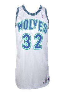 1992-93 Christian Laettner Rookie Minnesota Timberwolves Game-Used Home Jersey 