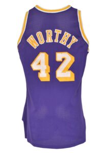 1992-93 James Worthy LA Lakers Game-Used & Autographed Road Jersey