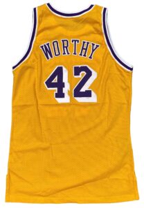 1992-93 James Worthy LA Lakers Game-Used Home Jersey