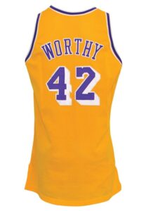 1992-93 James Worthy Los Angeles Lakers Game-Used Home Jersey 