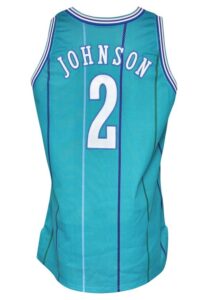 1992-93 Larry Johnson Charlotte Hornets Game-Used & Autographed Road Jersey