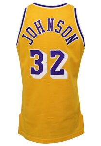 1992-93 Magic Johnson Los Angeles Lakers Game-Issued & Autographed Home Jersey