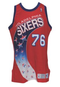 1992-93 Shawn Bradley Philadelphia 76ers Game-Used & Autographed Road Jersey