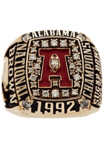 1992 Alabama Crimson Tide National Championship Player’s Ring Presented To Curtis Brown