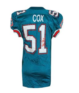 1992 Brian Cox Miami Dolphins Game-Used & Autographed Home Jersey