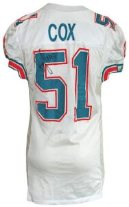 1992 Brian Cox Miami Dolphins Game-Used & Autographed Road Jersey