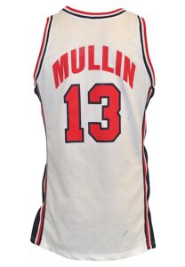 1992 Chris Mullin USA Tournament Of The Americas Game-Used & Twice Autographed Home Uniform (2)(Full JSA LOA • Sourced From Mullin via Tony La Russa Charity Auction • Mullin LOA)