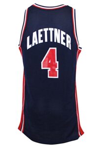 1992 Christian Laettner United States Olympics “Dream Team” Game-Used Blue Jersey