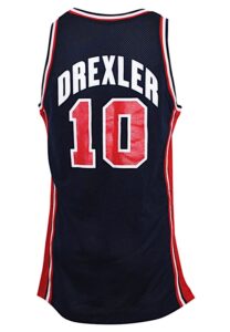 1992 Clyde Drexler United States Olympics “Dream Team” Game-Used Blue Jersey