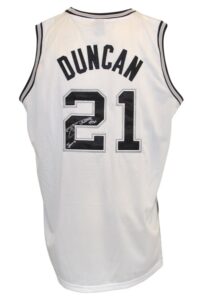 1992 David Robinson Team USA Men’s Olympic Basketball Autographed Replica Jersey & Tim Duncan San Antonio Spurs NBA Finals Autographed Replica Home Jersey