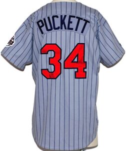 1992 Kirby Puckett Minnesota Twins Game-Used Road Jersey