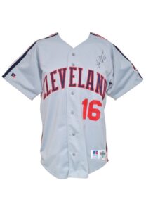 1992 Larry Brown Cleveland Indians Coaches-Worn & Twice-Autographed Road Uniform