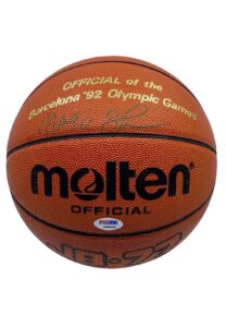 1992 Magic Johnson Single-Signed Barcelona Olympics Molten Official Basketball