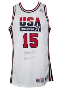 1992 Magic Johnson USA Olympic Basketball “Dream Team” Game-Used & Autographed Jersey