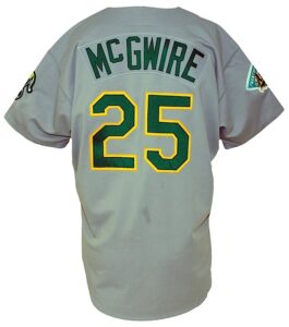 1992 Mark McGwire Oakland A’s Game-Used Road Jersey