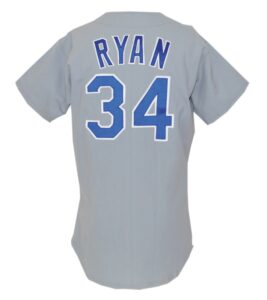 1992 Nolan Ryan Texas Rangers Game-Used Road Uniform