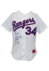 1992 Nolan Ryan Texas Rangers Spring Training Autographed Home Uniform