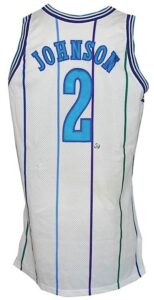 1993-1994 Larry Johnson Charlotte Hornets Game-Used Home Jersey