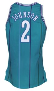 1993-1994 Larry Johnson Charlotte Hornets Game-Used Road Jersey 