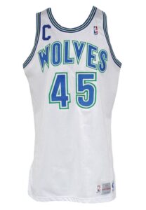 1993-94 Chuck Person Minnesota Timberwolves Game-Used Home Jersey